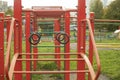 Rings on the playground. Details of the area for street training
