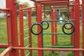 Rings on the playground. Details of the area for street training