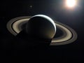 Rings of Saturn Encircling the Gas Giant