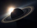 Rings of Saturn Encircling the Gas Giant