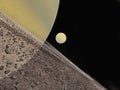 The rings of Saturn and the moon Titan Royalty Free Stock Photo