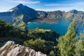 Rinjani volcano mountain view from Senaru crater rim, Lombok isl Royalty Free Stock Photo