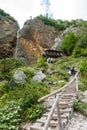 Rinka waterfall with eagles nest in Logar - Logarska valley, Slovenia