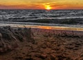 rinsed colored pebbles by the sea waves Royalty Free Stock Photo