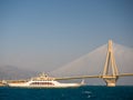 the Rio Antirio bridge or Charilaos Trikoupis Greece Royalty Free Stock Photo