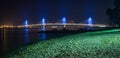 Rio-Antirio bridge at night, Greece Royalty Free Stock Photo