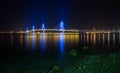 Rio-Antirio bridge at night, Greece Royalty Free Stock Photo