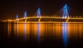 Rio-Antirio bridge at night, Greece Royalty Free Stock Photo