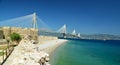 Rio antirio cable bridge in patra greece Royalty Free Stock Photo
