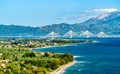 Rio-Antirrio bridge across the Gulf of Corinth in Greece