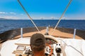 The Rio Antirrio Bridge or Charilaos Trikoupis Bridge, photo taken from the boat during summer holidays 2018 Royalty Free Stock Photo