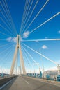 The Rio-Antirrio Bridge, officially the Charilaos Trikoupis Bridge, longest multi-span cable-stayed bridge. Royalty Free Stock Photo