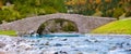 Rio Ara river and bridge San Nicolas de Bujaruelo in Ordesa Royalty Free Stock Photo