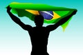 Rio. 2016 Brazil Games illustration runner with brazilian flag. Summer colour of athletic games 2016 - Green, yellow, blue.