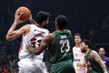 Rio, Brazil - november 29, 2022, Faverani of Flamengo battles with Harris of Cerrado during the men New Brazilian Basketball NBB Royalty Free Stock Photo