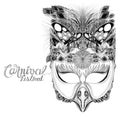 Rio Carnival Mask Bird and Butterfly with flower drawn design