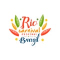 Rio Carnival original logo design, Brazil fest.ive party banner vector Illustration on a white background