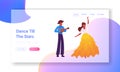 Rio Carnival Website Landing Page. Young Man Playing Ukulele Guitar to Girl Dancing Traditional Dance Royalty Free Stock Photo