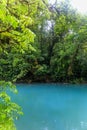 Rio celeste river at foggy day