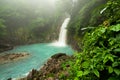 Rio celeste waterfall at foggy day Royalty Free Stock Photo