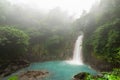 Rio celeste waterfall at foggy day Royalty Free Stock Photo