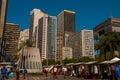 Rio de Janeiro, Brasil: architetural details building streets of Downtown at Carioca Subway in Rio de Janeiro