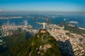 Rio de Janeiro, Brazil: Aerial view of Rio de Janeiro with Christ Redeemer and Corcovado Mountain Royalty Free Stock Photo