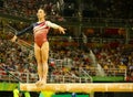 Olympic champion Ali Raisman of United States competing on the balance beam at women`s all-around gymnastics at Rio 2016 Olympics Royalty Free Stock Photo