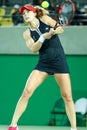Professional tennis player Alize Cornet of France in action during women`s singles round 2 match of the Rio 2016 Olympic Games Royalty Free Stock Photo