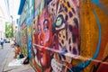 RIO DE JANEIRO, BRAZIL: Beautiful graffiti on the wall. Painted on the facade of the animals