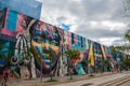 Rio de Janeiro, Brazil: The biggest Graffiti in the world in honor of the Olympic Games in Porto. Boulevard Olimpico, Las Etnias. Royalty Free Stock Photo