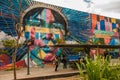 Rio de Janeiro, Brazil: The biggest Graffiti in the world in honor of the Olympic Games in Porto. Boulevard Olimpico, Las Etnias.