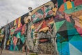 Rio de Janeiro, Brazil: The biggest Graffiti in the world in honor of the Olympic Games in Porto. Boulevard Olimpico, Las Etnias.