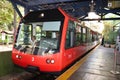 Rio de Janeiro, Brazil - 01.23.2024: Corcovado train that takes tourists to Christ the Redeemer arriving at the station. Royalty Free Stock Photo