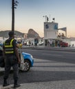 Local Brazilian policemen watch over locals and tourists in Copacabana