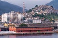 Cruise ship terminal and favella on Providence Hill, Rio de Janeiro, Brazil Royalty Free Stock Photo