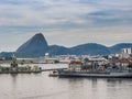 Ilha Fiscal palace, battle ship, and Sugarloaf mountain, Rio de Janeiro, Brazil