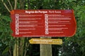 Park rules board at `Bosque da Freguesia`, public park in the neighborhood of Jacarepagua Royalty Free Stock Photo