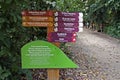 Park signage board at `Bosque da Freguesia`, public park in the neighborhood of Jacarepagua Royalty Free Stock Photo