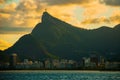 RIO DE JANEIRO, BRAZIL: The famous Rio de Janeiro landmark - Christ the Redeemer statue on Corcovado mountain. Beautiful Royalty Free Stock Photo