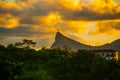 Rio De Janeiro, Brazil: The famous Rio de Janeiro landmark - Christ the Redeemer statue on Corcovado mountain. Beautiful landscape Royalty Free Stock Photo