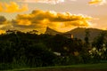 Rio De Janeiro, Brazil: The famous Rio de Janeiro landmark - Christ the Redeemer statue on Corcovado mountain. Beautiful landscape Royalty Free Stock Photo