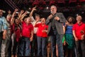 Former Brazilian president Lula makes a speech