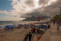 Rio de Janeiro, Brazil: Ipanema and Leblon beach and mountain Dois Irmao,Two Brother, in Rio de Janeiro Royalty Free Stock Photo