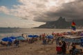 Rio de Janeiro, Brazil: Ipanema and Leblon beach and mountain Dois Irmao,Two Brother, in Rio de Janeiro