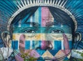 Part of the art mural called `Etnias` Ethnicities which is part of  the Olympic Boulevard in Rio de Janeiro. Royalty Free Stock Photo
