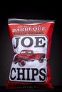 RIO DE JANEIRO, BRAZIL - Jul 01, 2020: Bag of barbeque flavour Joe chips