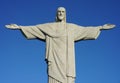 Statue of Christ the Redeemer agaist blue sky on Corcovado mountain, Rio de Janeiro, Royalty Free Stock Photo