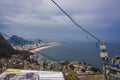 Rio de Janeiro, Brazil - March 26, 2016: Panoramic view of Copacabana Beach from the Vidigal Slum belvedere Royalty Free Stock Photo