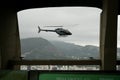 Bell 505 Jet Ranger X Helecopter PP-JRH viwed from a cable car on Sugarloaf Mountain.